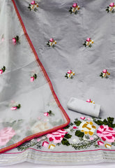 Embroidered Unstitched suit set in modal silk For navratri